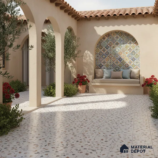 Terrazzo Parking Floor Tile TL 02793 A Vibrant Terrazzo 16 x 16 inch Matte Finish Vitrified Anti Skid Tile - 12 mm | Pattern Alignment May Vary | 2-3 mm Spacer is Mandatory