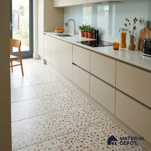 Terrazzo Parking Floor Tile TL 02793 A Vibrant Terrazzo 16 x 16 inch Matte Finish Vitrified Anti Skid Tile - 12 mm | Pattern Alignment May Vary | 2-3 mm Spacer is Mandatory
