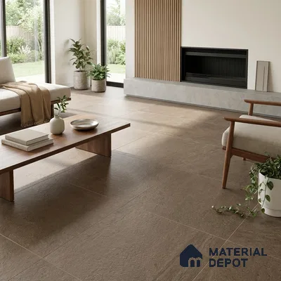 Cement Wall & Floor Tile TL 02849 Clay Brown 4 ft x 2 ft Matte Finish Vitrified Tile - 9 mm | 3 Random Designs | Suitable For Living Room, Bedroom, Kitchen