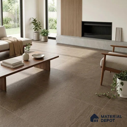 Cement Wall & Floor Tile TL 02849 Clay Brown 4 ft x 2 ft Matte Finish Vitrified Tile - 9 mm | 3 Random Designs | Suitable For Living Room, Bedroom, Kitchen