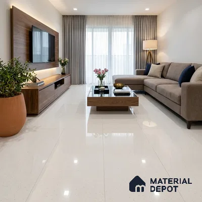 Terrazzo Wall & Floor Tile TL 02870 B Star White 4 ft x 2 ft Glossy Finish Terrazzo Collection Full Body Tile - 9 mm