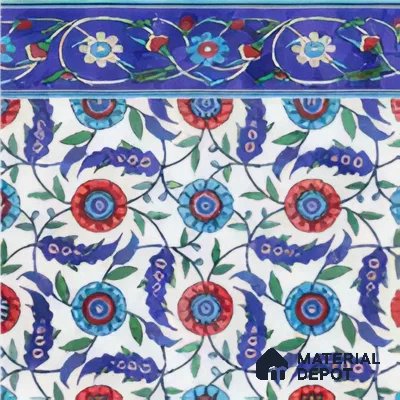 Moroccan Carpet Floor Tile TL 03046 B Border 1 ft x 1 ft Matte Finish Digital Ceramic Tile - 9.5 mm | Suitable For Living Room, Kitchen, Dining Area | Please Expect a Slight Variation of Pattern
