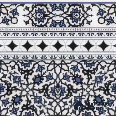 Moroccan Carpet Floor Tile TL 03047 B Border 1 ft x 1 ft Matte Finish Digital Ceramic Tile - 9.5 mm | Suitable For Living Room, Kitchen, Dining Area | Please Expect a Slight Variation of Pattern