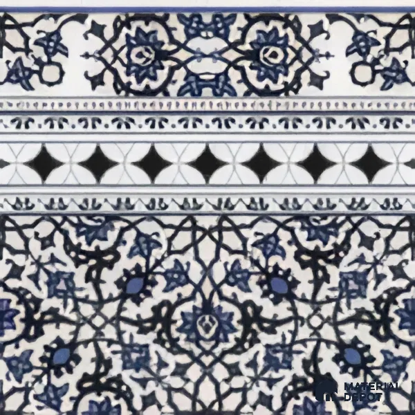 Moroccan Carpet Floor Tile TL 03047 B Border 1 ft x 1 ft Matte Finish Digital Ceramic Tile - 9.5 mm | Suitable For Living Room, Kitchen, Dining Area | Please Expect a Slight Variation of Pattern