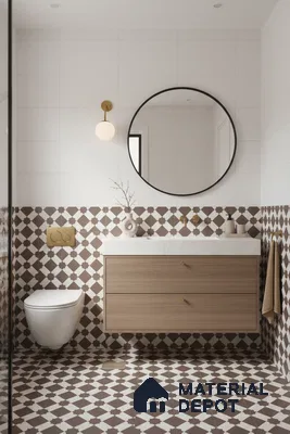 Moroccan Carpet Wall & Floor Tile TL 03079 C Centre 1 ft x 1 ft Matte Finish Digital Ceramic Tile - 9.5 mm | Suitable For Living Room, Kitchen, Bathroom | Please Expect a Slight Variation of Pattern (Sample)