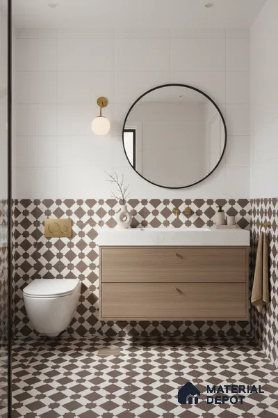 Moroccan Carpet Wall & Floor Tile TL 03079 C Centre 1 ft x 1 ft Matte Finish Digital Ceramic Tile - 9.5 mm | Suitable For Living Room, Kitchen, Bathroom | Please Expect a Slight Variation of Pattern (Sample)