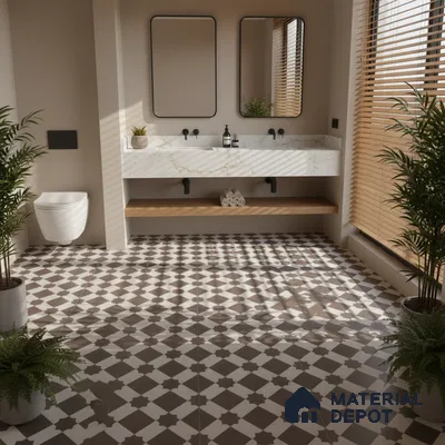Moroccan Carpet Wall & Floor Tile TL 03079 C Centre 1 ft x 1 ft Matte Finish Digital Ceramic Tile - 9.5 mm | Suitable For Living Room, Kitchen, Bathroom | Please Expect a Slight Variation of Pattern (Sample)