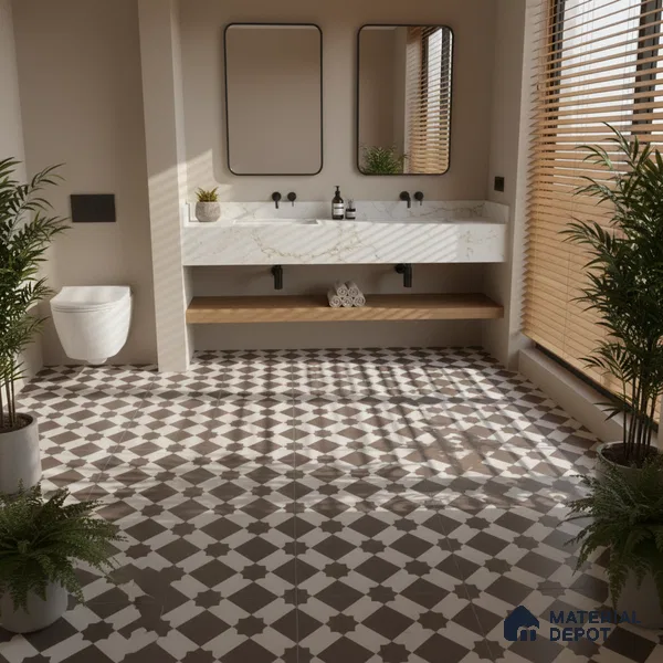 Moroccan Carpet Wall & Floor Tile TL 03079 C Centre 1 ft x 1 ft Matte Finish Digital Ceramic Tile - 9.5 mm | Suitable For Living Room, Kitchen, Bathroom | Please Expect a Slight Variation of Pattern (Sample)