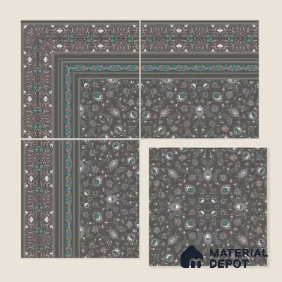 Moroccan Carpet Wall & Floor Tile TL 03081 C Centre 1 ft x 1 ft Matte Finish Digital Ceramic Tile - 9.5 mm | Suitable For Living Room, Kitchen, Bathroom | Please Expect a Slight Variation of Pattern
