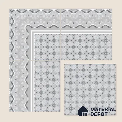 Moroccan Carpet Floor Tile TL 03082 B Border 1 ft x 1 ft Matte Finish Digital Ceramic Tile - 9.5 mm | Suitable For Living Room, Kitchen, Dining Area | Please Expect a Slight Variation of Pattern