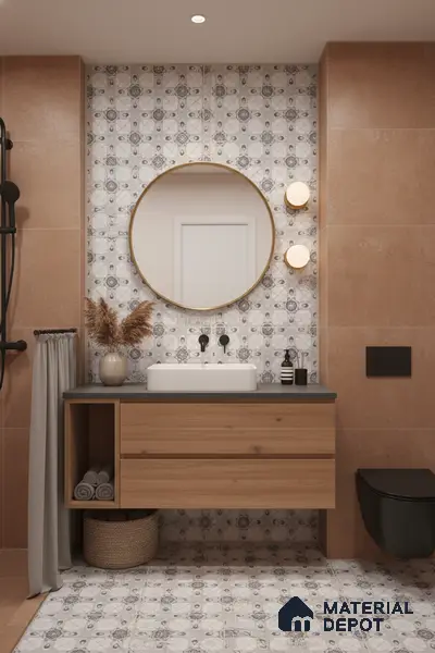Moroccan Carpet Wall & Floor Tile TL 03082 C Centre 1 ft x 1 ft Matte Finish Digital Ceramic Tile - 9.5 mm | Suitable For Living Room, Kitchen, Bathroom | Please Expect a Slight Variation of Pattern