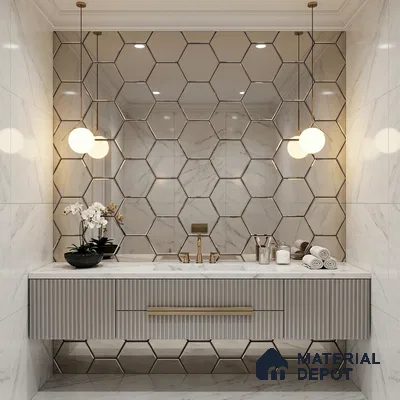 Mosaic Wall Tile TL 03200 Hexagonal Mirror 285 x 315 mm Metal Tile - 8 mm (Sample)
