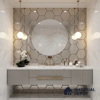 Mosaic Wall Tile TL 03200 Hexagonal Mirror 285 x 315 mm Metal Tile - 8 mm (Sample)