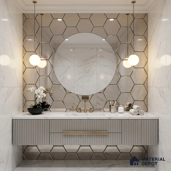 Mosaic Wall Tile TL 03200 Hexagonal Mirror 285 x 315 mm Metal Tile - 8 mm (Sample)