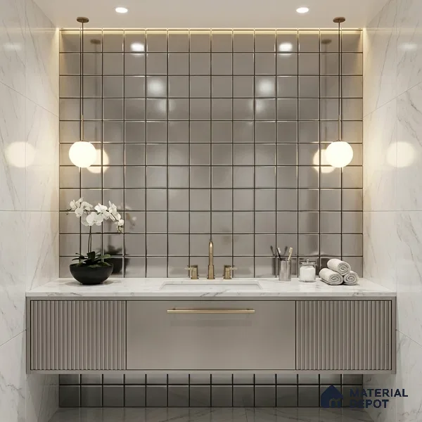 Mosaic Wall Tile TL 03201 Square Mosaic (48x48 mm) 306 x 306 mm Sheet Metallic Tile (Sample)