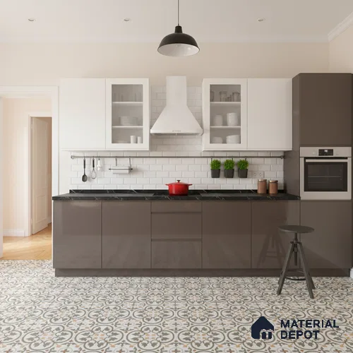 Moroccan Wall & Floor Tile TL 03320 Brizo Verde 2 ft x 2 ft Carving Matte Finish Vitrified Tile - 9 mm | Suitable For Kitchen, Balcony, Dining Area | Please Expect a Slight Variation of Pattern