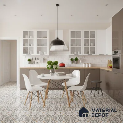 Moroccan Wall & Floor Tile TL 03320 Brizo Verde 2 ft x 2 ft Carving Matte Finish Vitrified Tile - 9 mm | Suitable For Kitchen, Bathroom, Dining Area | Please Expect a Slight Variation of Pattern (Sample)