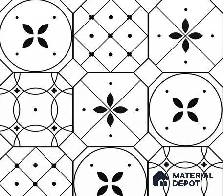 Moroccan Floor & Wall Tile TL 03325 Cromatic Monochrome 2 ft x 2 ft Carving Matte Finish Vitrified Tile - 9 mm (2 Random) | Please Expect a Slight Variation of Pattern | Suitable For Kitchen, Balcony, Dining Area