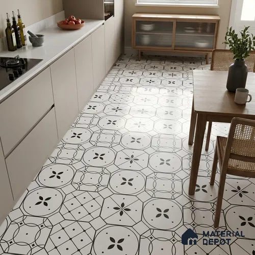 Moroccan Floor & Wall Tile TL 03325 Cromatic Monochrome 2 ft x 2 ft Carving Matte Finish Vitrified Tile - 9 mm (2 Random) | Please Expect a Slight Variation of Pattern | Suitable For Kitchen, Balcony, Dining Area
