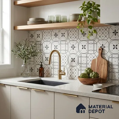 Moroccan Floor & Wall Tile TL 03325 Cromatic Monochrome 2 ft x 2 ft Carving Matte Finish Vitrified Tile - 9 mm (2 Random) | Please Expect a Slight Variation of Pattern | Suitable For Kitchen, Balcony, Dining Area