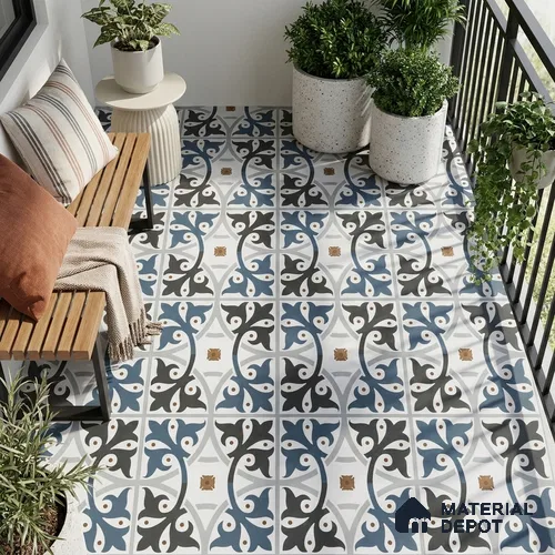 Moroccan Floor & Wall Tile TL 03328 Disney Azure 2 ft x 2 ft Carving Matte Finish Vitrified Tile - 9 mm | Please Expect a Slight Variation of Pattern | Suitable For Kitchen, Bathroom, Foyer