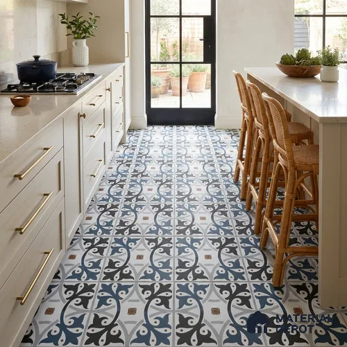 Moroccan Floor & Wall Tile TL 03328 Disney Azure 2 ft x 2 ft Carving Matte Finish Vitrified Tile - 9 mm | Please Expect a Slight Variation of Pattern | Suitable For Kitchen, Bathroom, Foyer