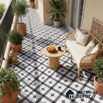 Moroccan Floor & Wall Tile TL 03329 Dolce Grigio 2 ft x 2 ft Carving Matte Finish Vitrified Tile - 9 mm | Please Expect a Slight Variation of Pattern | Suitable For Kitchen, Bathroom, Dining Area