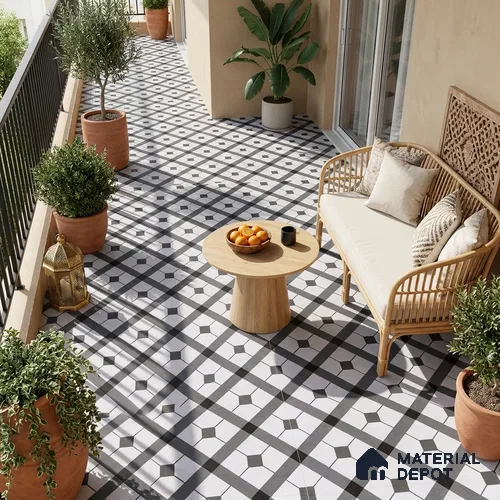 Moroccan Floor & Wall Tile TL 03329 Dolce Grigio 2 ft x 2 ft Carving Matte Finish Vitrified Tile - 9 mm | Please Expect a Slight Variation of Pattern | Suitable For Kitchen, Bathroom, Dining Area