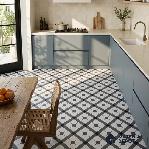 Moroccan Floor & Wall Tile TL 03329 Dolce Grigio 2 ft x 2 ft Carving Matte Finish Vitrified Tile - 9 mm | Please Expect a Slight Variation of Pattern | Suitable For Kitchen, Bathroom, Dining Area