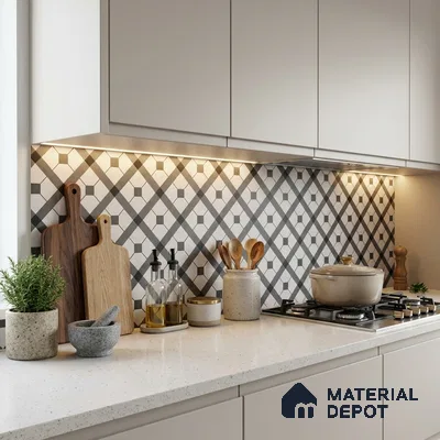 Moroccan Floor & Wall Tile TL 03329 Dolce Grigio 2 ft x 2 ft Carving Matte Finish Vitrified Tile - 9 mm | Please Expect a Slight Variation of Pattern | Suitable For Kitchen, Bathroom, Dining Area