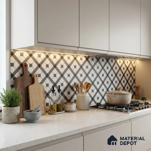 Moroccan Floor & Wall Tile TL 03329 Dolce Grigio 2 ft x 2 ft Carving Matte Finish Vitrified Tile - 9 mm | Please Expect a Slight Variation of Pattern | Suitable For Kitchen, Bathroom, Dining Area