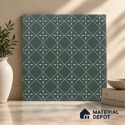 TL 03342 Fontana Green 2 ft x 2 ft Carving Matte Finish Vitrified Tile - 9 mm | Please Expect a Slight Variation of Pattern | Suitable For Kitchen, Balcony, Dining Area