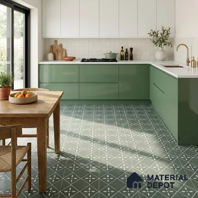 TL 03342 Fontana Green 2 ft x 2 ft Carving Matte Finish Vitrified Tile - 9 mm | Please Expect a Slight Variation of Pattern | Suitable For Kitchen, Balcony, Dining Area