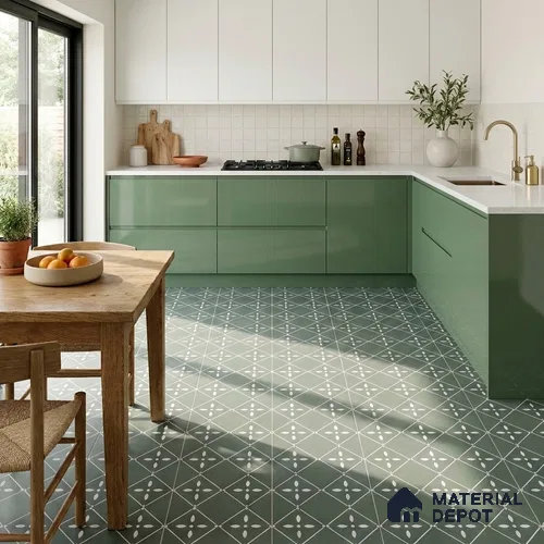 TL 03342 Fontana Green 2 ft x 2 ft Carving Matte Finish Vitrified Tile - 9 mm | Please Expect a Slight Variation of Pattern | Suitable For Kitchen, Balcony, Dining Area | Image 07