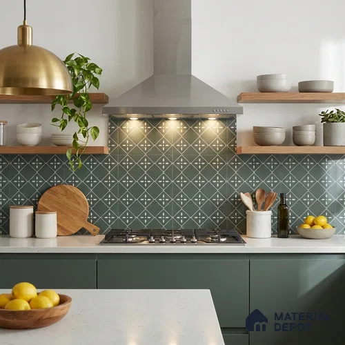 TL 03342 Fontana Green 2 ft x 2 ft Carving Matte Finish Vitrified Tile - 9 mm | Please Expect a Slight Variation of Pattern | Suitable For Kitchen, Balcony, Dining Area