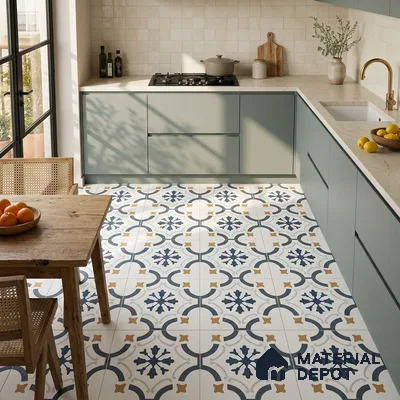 Moroccan Floor & Wall Tile TL 03346 Greek Vase 2 ft x 2 ft Carving Matte Finish Vitrified Tile - 9 mm | Suitable For Kitchen, Accent/Feature Wall, Dining Area
