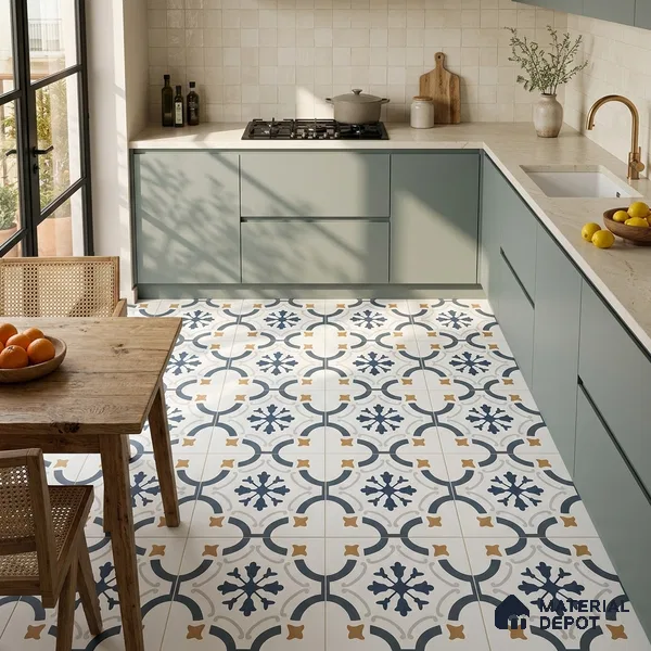 Moroccan Floor & Wall Tile TL 03346 Greek Vase 2 ft x 2 ft Carving Matte Finish Vitrified Tile - 9 mm | Suitable For Kitchen, Accent/Feature Wall, Dining Area