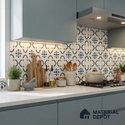 Moroccan Floor & Wall Tile TL 03346 Greek Vase 2 ft x 2 ft Carving Matte Finish Vitrified Tile - 9 mm | Suitable For Kitchen, Accent/Feature Wall, Dining Area