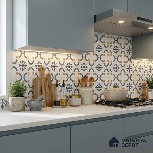 Moroccan Floor & Wall Tile TL 03346 Greek Vase 2 ft x 2 ft Carving Matte Finish Vitrified Tile - 9 mm | Suitable For Kitchen, Accent/Feature Wall, Dining Area