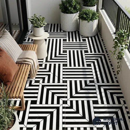 Moroccan Floor & Wall Tile TL 03350 Marmo Monochrome 2 ft x 2 ft Carving Matte Finish Vitrified Tile - 9 mm | Please Expect a Slight Variation of Pattern | Suitable For Balcony, Bathroom, Dining Area