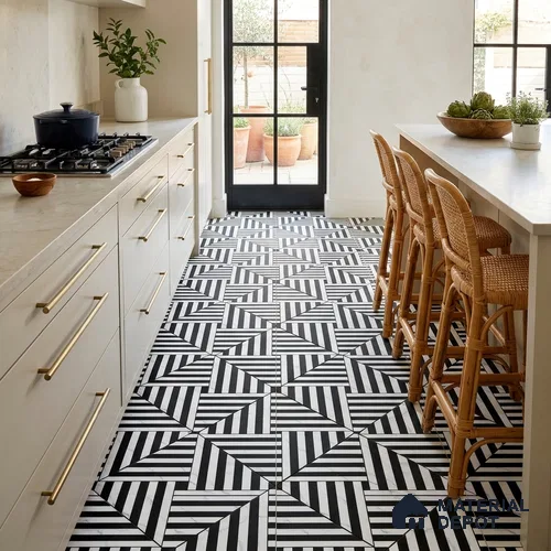 Moroccan Floor & Wall Tile TL 03350 Marmo Monochrome 2 ft x 2 ft Carving Matte Finish Vitrified Tile - 9 mm | Please Expect a Slight Variation of Pattern | Suitable For Balcony, Bathroom, Dining Area | Image 08