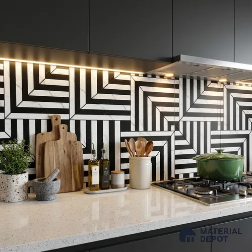 Moroccan Floor & Wall Tile TL 03350 Marmo Monochrome 2 ft x 2 ft Carving Matte Finish Vitrified Tile - 9 mm | Please Expect a Slight Variation of Pattern | Suitable For Balcony, Bathroom, Dining Area