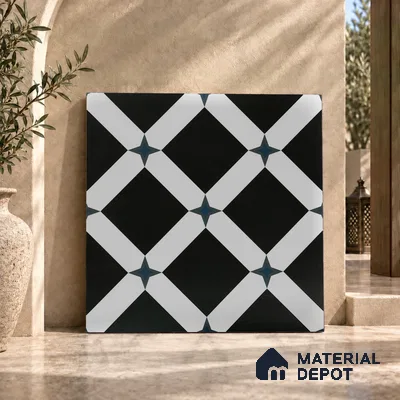 Moroccan Floor & Wall Tile TL 03353 Mistero Monochrome 2 ft x 2 ft Carving Matte Finish Vitrified Tile - 9 mm | Suitable For Kitchen, Bathroom, Balcony | Please Expect a Slight Variation of Pattern