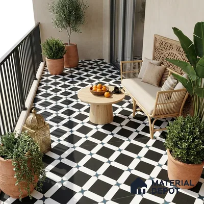 Moroccan Floor & Wall Tile TL 03353 Mistero Monochrome 2 ft x 2 ft Carving Matte Finish Vitrified Tile - 9 mm | Suitable For Kitchen, Bathroom, Balcony | Please Expect a Slight Variation of Pattern