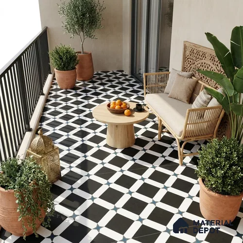 Moroccan Floor & Wall Tile TL 03353 Mistero Monochrome 2 ft x 2 ft Carving Matte Finish Vitrified Tile - 9 mm | Suitable For Kitchen, Bathroom, Balcony | Please Expect a Slight Variation of Pattern | Image 07