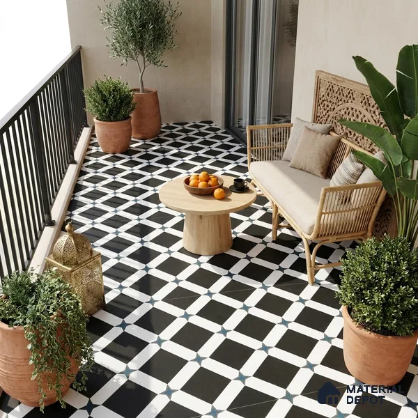Moroccan Floor & Wall Tile TL 03353 Mistero Monochrome 2 ft x 2 ft Carving Matte Finish Vitrified Tile - 9 mm | Suitable For Kitchen, Bathroom, Balcony | Please Expect a Slight Variation of Pattern