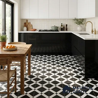 Moroccan Floor & Wall Tile TL 03353 Mistero Monochrome 2 ft x 2 ft Carving Matte Finish Vitrified Tile - 9 mm | Suitable For Kitchen, Bathroom, Balcony | Please Expect a Slight Variation of Pattern
