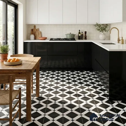 Moroccan Floor & Wall Tile TL 03353 Mistero Monochrome 2 ft x 2 ft Carving Matte Finish Vitrified Tile - 9 mm | Suitable For Kitchen, Bathroom, Balcony | Please Expect a Slight Variation of Pattern