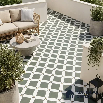 Moroccan Floor & Wall Tile TL 03354 Mistero Green 2 ft x 2 ft Carving Matte Finish Vitrified Tile - 9 mm | Suitable For Kitchen, Bathroom, Balcony | Please Expect a Slight Variation of Pattern