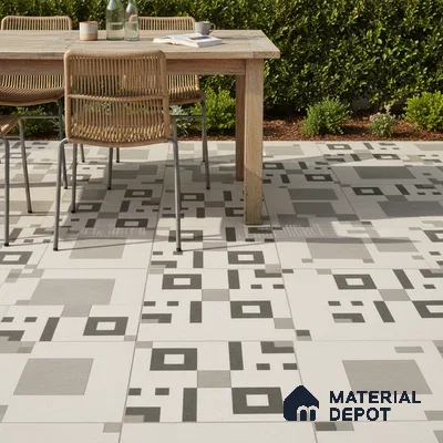 Parking Floor Tile TL 03385 G Tetris Grey 16 x 16 inch Matte Finish Anti Slip Vitrified Tile - 12 mm | Pattern Alignment May Vary | 2-3 mm Spacer is Mandatory (Sample)